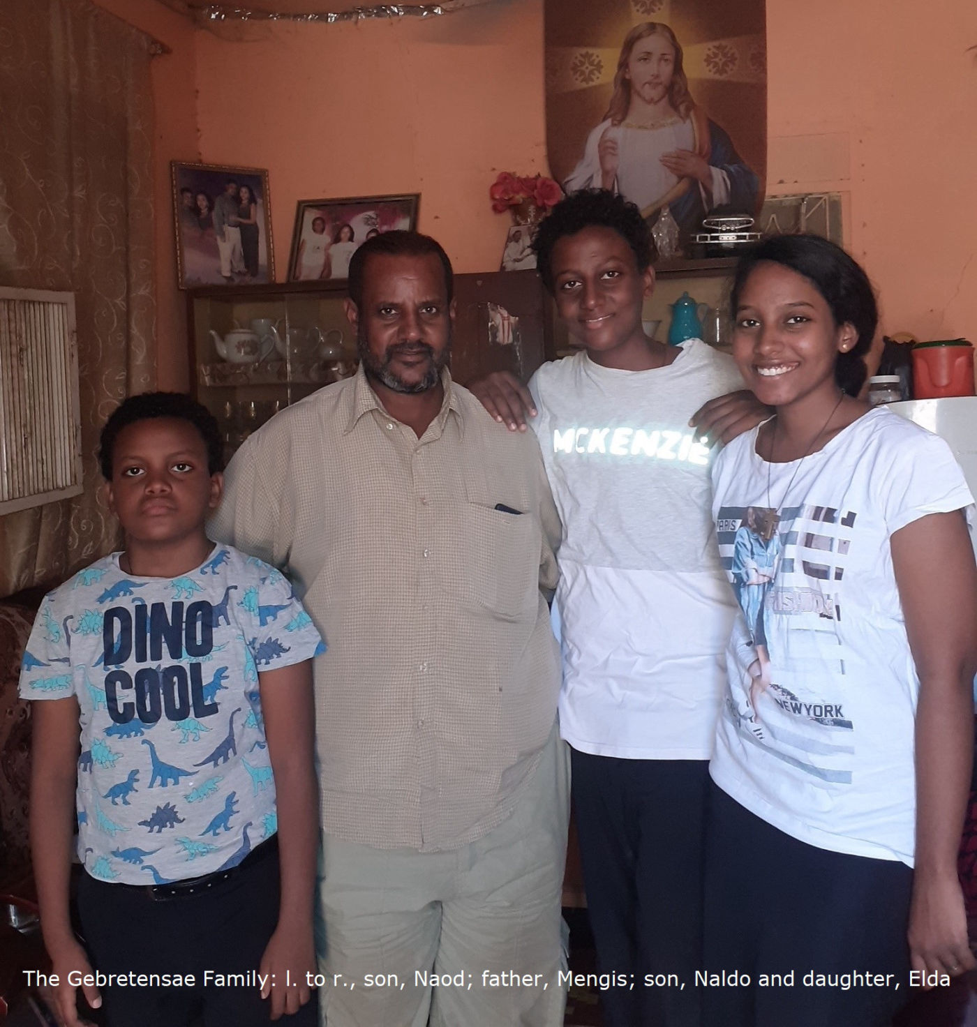 Ghebretensae Family: l. to r., son, Naldo;  father, Mengis; daughters Elda and Naod